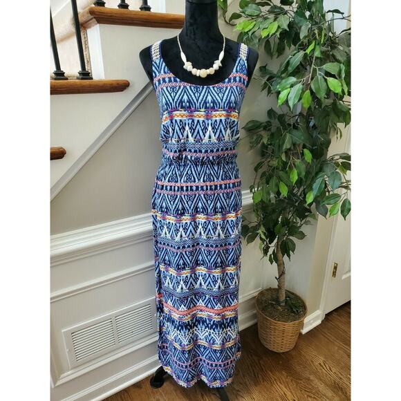 No Boundaries Women's Blue Rayon Scoop Neck Sleeveless Long Maxi Dress Size XL - Picture 12 of 12